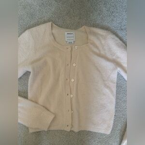 RVCA Women's Soft Pale Pink Button Cardigan